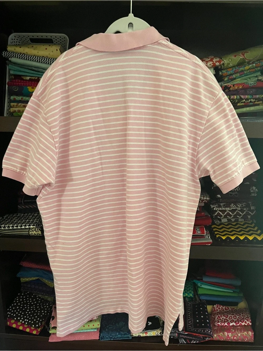 Ralph Lauren Men’s Pink and White Striped Polo